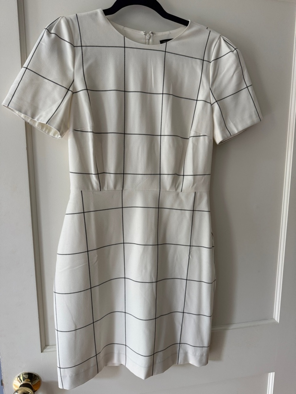 Windowpane Sheath Dress - White/Black